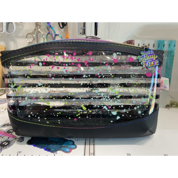 BLACK STRIPES & SPLATTER TOILETRY BAG