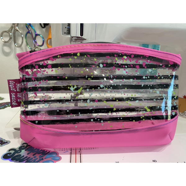 PINK STRIPES & SPLATTER TOILETRY BAG